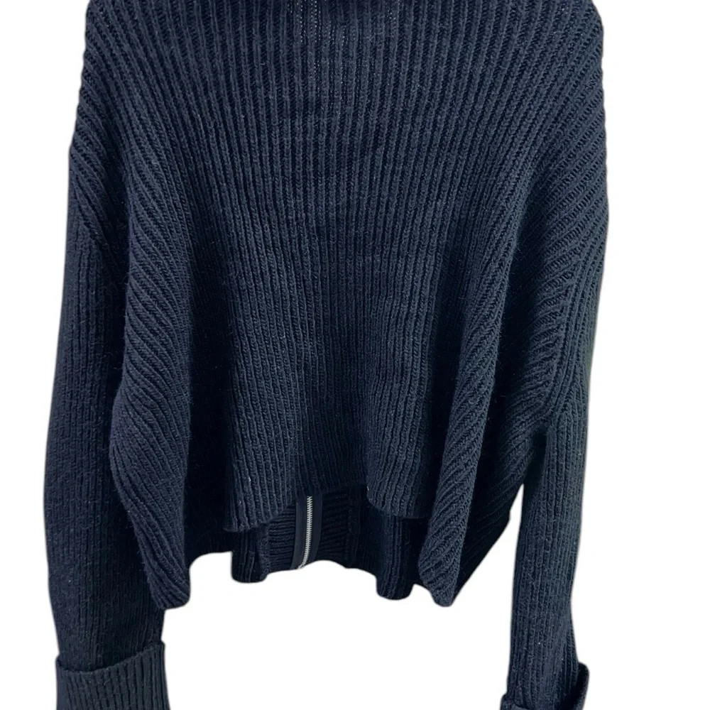 ASOS Black Ribbed Zip Cardigan Size L - Picture 9 of 14